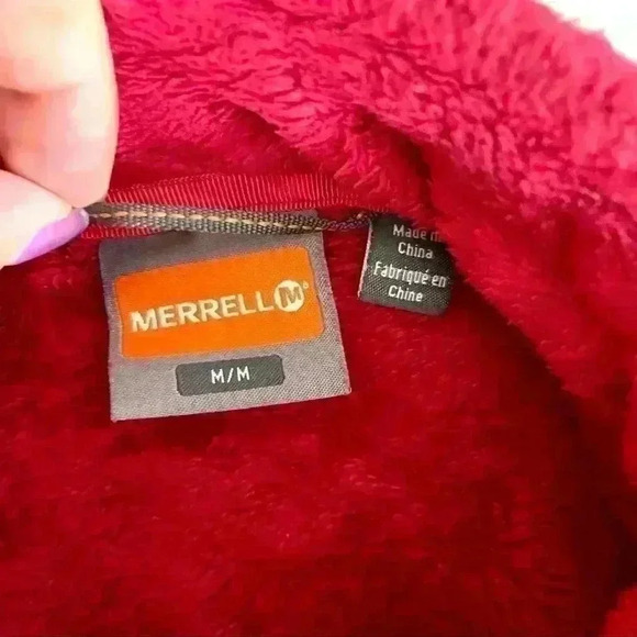 Merrell Magenta Fleece Full Zip Fuzzy Crop Neck Jacket Size M - Picture 16 of 16
